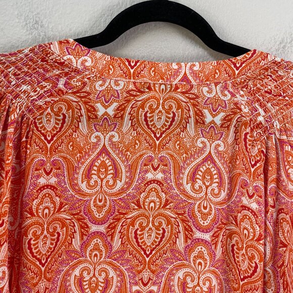 Rose + Olive Womens Plus 1X Paisley Blouse Top Short Flutter Sleeve Shirt - Picture 10 of 10